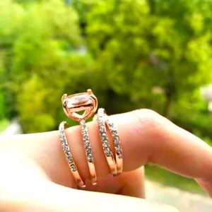 🌺 Morganite Emerald Cut 3 pc. Set in RGF Setting